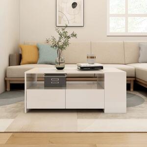Konferenční stolek lesklý bílý 102x55x42 cm kompozitní dřevo