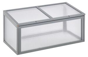 Outsunny Zimní Skleník Dřevěný a Polykarbonátový 90 x 46 x 40 cm Voděodolný Zimní Rám pro Zahradní Záhon Šedý | Aosom