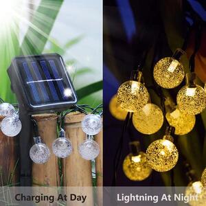 HJ Solární LED venkovní světelní řetěz s křišťálovými žárovkami a teplým světlem