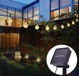 HJ Solární LED venkovní světelní řetěz s křišťálovými žárovkami a teplým světlem