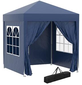 Outsunny Pavilon 2x2m Voděodolný, Pop-Up Skládací Pavilon se 4 Bočními Stěnami, Okenními Odtokovými Otvory, Skládací Party Stan UV 30+, Zahradní Stan
