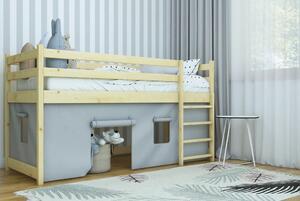 Dětská zvýšená postel Portos, Borovice přírodní, 90x200 cm