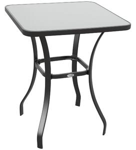 Zahradní stůl Outsunny Bistro s tvrzeným sklem + kov Černý L68,5xW68,5xH84cm | Aosom