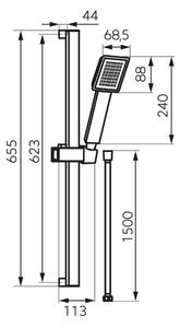 Ferro Sprchové soupravy - Sinus souprava sprchové hlavice, 1-funkční, hadice a tyče, černá matná, N170BL-B