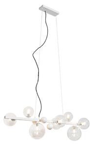 Art Deco závěsná lampa bílá s čirým sklem 8 světel - David