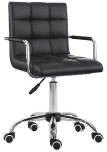 HOMCOM Obchodní Křeslo S Otáčením, Kosmetický Stolek, Rolling Stolek, Pracovní Stolek, Exekutivní Křeslo, Stolní Křeslo, Kovové PU Černé 52,5 x 54 x 8