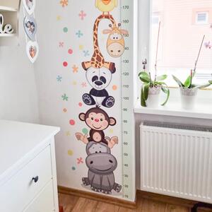 INSPIO-textilní přelepitelná samolepka - Samolepka na zeď - Dětský metr s veselými zvířátky