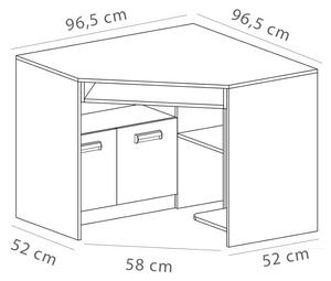 LORENTO f | rohový psací stůl L11 | jasan coimbra/fialová