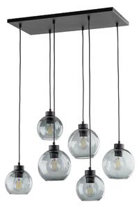 TK Lighting Černý závěsný lustr Cubus s kouřovými stínidly pro žárovku 6x E27 TK2833