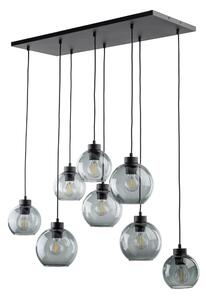 TK Lighting Černý závěsný lustr Cubus s kouřovými stínidly pro žárovku 8x E27 TK4113