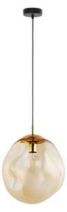 TK Lighting Zlatý závěsný lustr SOL s jantarovým stínidlem 350mm pro žárovku E27 TK4261