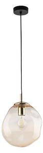 TK Lighting Zlatý závěsný lustr SOL s jantarovým stínidlem 250mm pro žárovku E27 TK10083