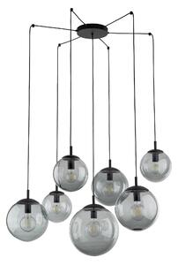 TK Lighting Černý závěsný lustr Esme s kouřovými stínidly pro žárovku 7x E27 TK5385