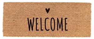 Podlouhlá kokosová rohožka Welcome Heart – 75x22x2 cm