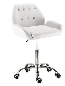 Židle LION na stříbrné podstavě s kolečky - bílá