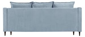 Světle modrá sametová rozkládací pohovka s úložným prostorem Mazzini Sofas Freesia, 215 cm