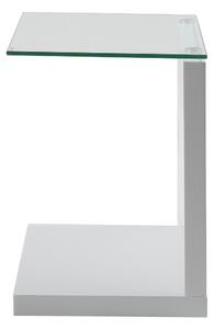 Moderní boční stolek se skleněnou deskou Bílý STEVI
