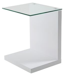 Moderní odkládací stolek se skleněnou deskou Bílý STEVI