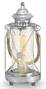 Světlá stolní lampa Kirian lucerna stříbrná-antika