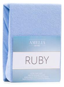 Světle modré prostěradlo s vysokým podílem bavlny AmeliaHome Ruby, 160/180 x 200 cm