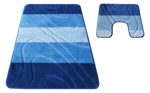 Modré koupelnové předložky ve dvoudílné sadě 50 cm x 80 cm + 40 cm x 50 cm