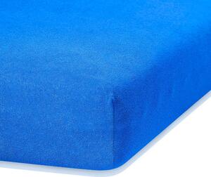 Modré elastické prostěradlo s vysokým podílem bavlny AmeliaHome Ruby, 140/160 x 200 cm