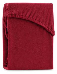 Tmavě červené elastické prostěradlo s vysokým podílem bavlny AmeliaHome Ruby, 80/90 x 200 cm