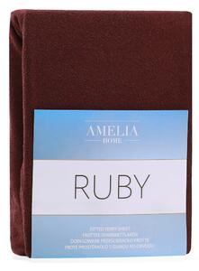 Tmavě hnědé elastické prostěradlo s vysokým podílem bavlny AmeliaHome Ruby, 120/140 x 200 cm