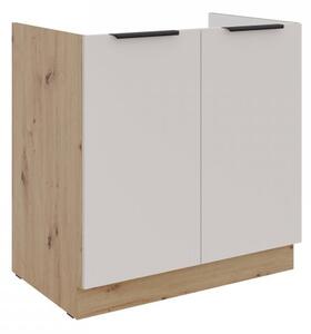 Dolní drezová kuchyňská skříňka Solea 80 ZL 2F BB, Barva: dub artisan / kašmír, Dřez: ano 5903211501623