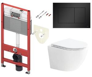 Tece Set modulu do sádrokartonu, EBS WC, sedátka a tlačítka, černá matná