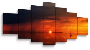 Obraz západu slunce s plachetnicí (210x100 cm)