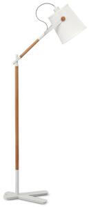 Mantra 4920 Nordica II, stojací lampa 1xE27, kov-bílá/dřevo, stínítko z bílé textilie, výška 130cm