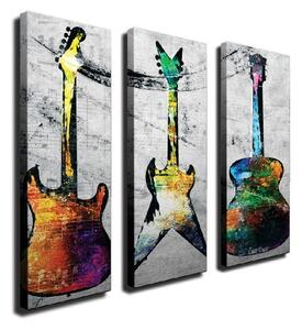 3dílný nástěnný obraz na plátně Guitars