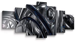 Obraz šedé abstrakce s modrou (210x100 cm)