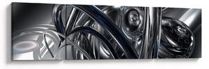 Obraz šedé abstrakce s modrou (170x50 cm)