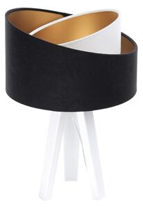 BPS koncept Stolní lampa GALAXY černá, 1xE27, v. 45 cm Barva: Zlatá, Barva základny: Bílé dřevo, Vnitřní barva: Bílá