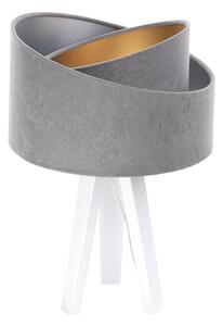 BPS koncept Stolní lampa GALAXY šedá, 1xE27, v. 45 cm Barva: Zlatá-stříbrná, Barva základny: Bílé dřevo, Vnitřní barva: Šedá