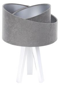 BPS koncept Stolní lampa GALAXY šedá, 1xE27, v. 45 cm Barva: Stříbrná, Barva základny: Bílé dřevo, Vnitřní barva: Šedá