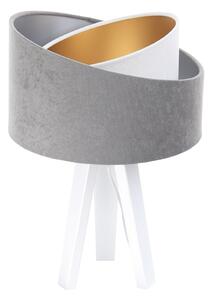 BPS koncept Stolní lampa GALAXY šedá, 1xE27, v. 45 cm Barva: Zlatá-stříbrná, Barva základny: Bílé dřevo, Vnitřní barva: Bílá