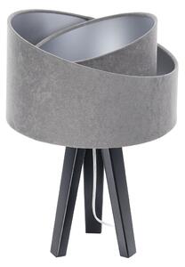 BPS koncept Stolní lampa GALAXY šedá, 1xE27, v. 45 cm Barva: Stříbrná, Barva základny: Černé dřevo, Vnitřní barva: Šedá