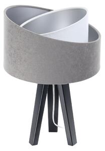 BPS koncept Stolní lampa GALAXY šedá, 1xE27, v. 45 cm Barva: Stříbrná, Barva základny: Černé dřevo, Vnitřní barva: Bílá