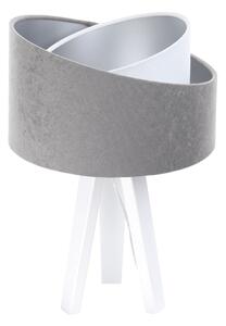 BPS koncept Stolní lampa GALAXY šedá, 1xE27, v. 45 cm Barva: Stříbrná, Barva základny: Bílé dřevo, Vnitřní barva: Bílá