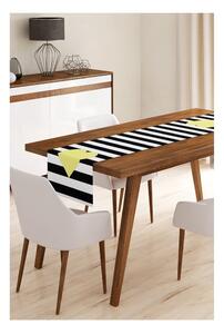 Běhoun na stůl z mikrovlákna Minimalist Cushion Covers Stripes with Yellow Heart, 45 x 140 cm