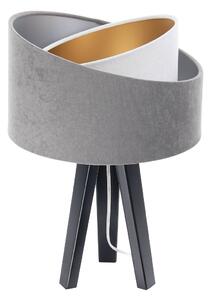 BPS koncept Stolní lampa GALAXY šedá, 1xE27, v. 45 cm Barva: Zlatá-stříbrná, Barva základny: Černé dřevo, Vnitřní barva: Bílá
