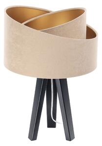 BPS koncept Stolní lampa GALAXY béžová, 1xE27, v. 45 cm Barva základny: Černé dřevo, Vnitřní barva: Béžová