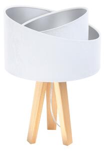 BPS koncept Stolní lampa GALAXY bílá, 1xE27, v. 45 cm Barva: Stříbrná, Barva základny: Naturální dřevo