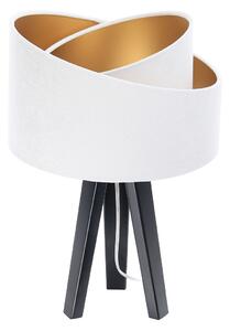 BPS koncept Stolní lampa GALAXY bílá, 1xE27, v. 45 cm Barva: Zlatá, Barva základny: Černé dřevo