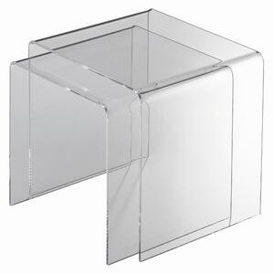 SADA ODKLÁDACÍCH STOLKŮ, čiré, plast, 40/33/36/33/33 cm - Online Only konferenční stolky, Online Only