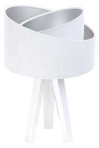 BPS koncept Stolní lampa GALAXY bílá, 1xE27, v. 45 cm Barva: Stříbrná, Barva základny: Bílé dřevo