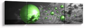 Obraz zelených abstraktních koulí (170x50 cm)